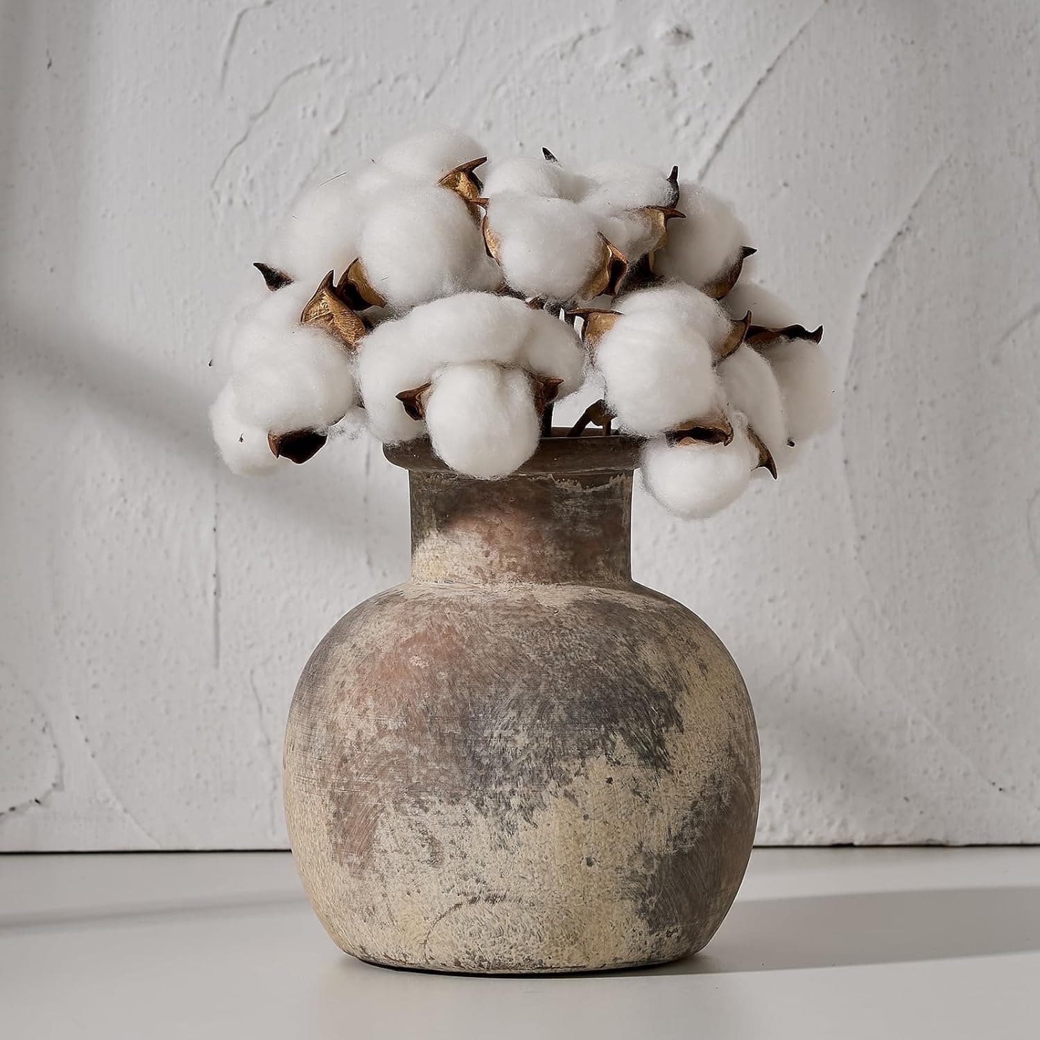 Small ceramic rustic farmhouse vase in terracotta tone