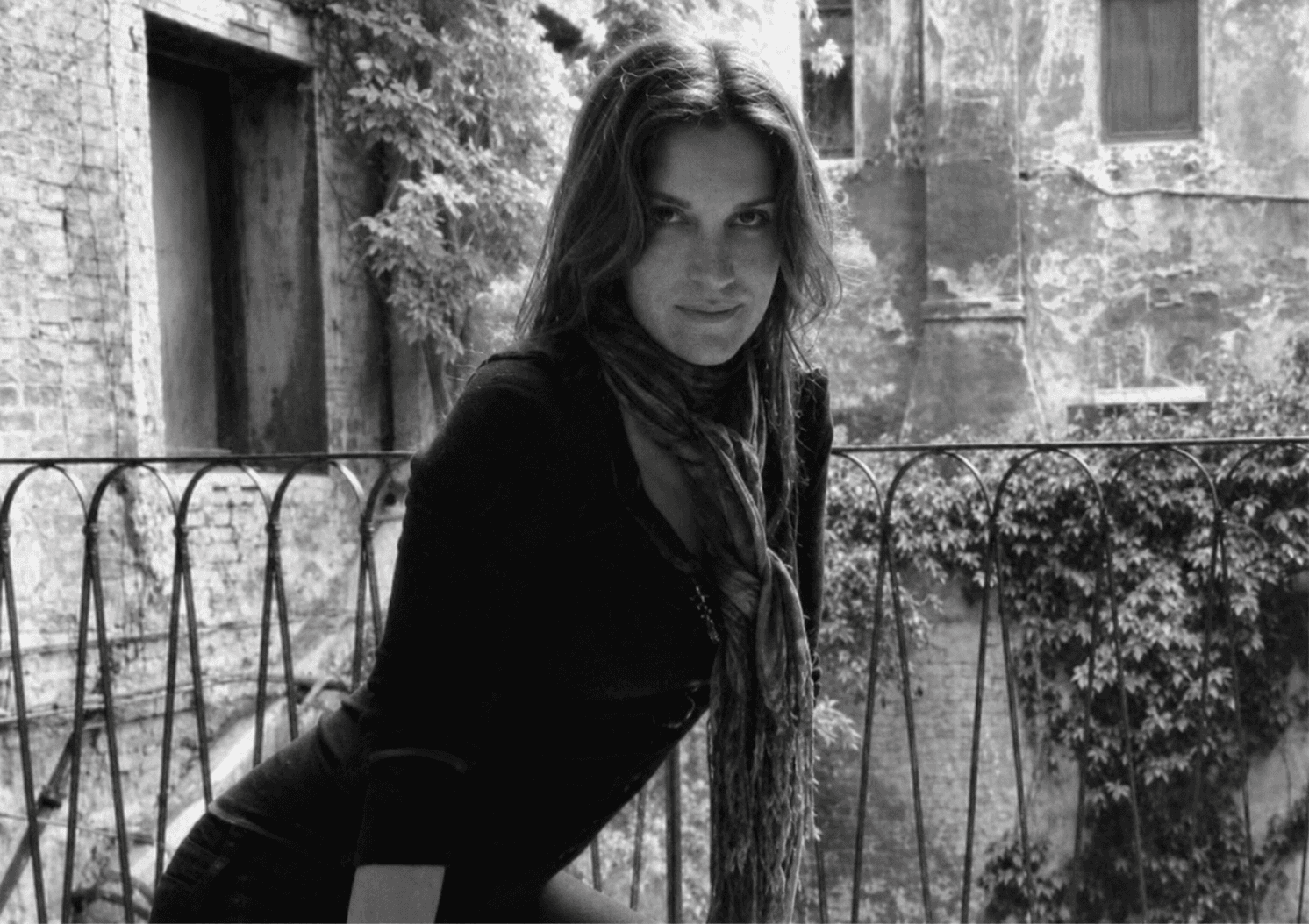 Giselle Koy, black and white portrait.